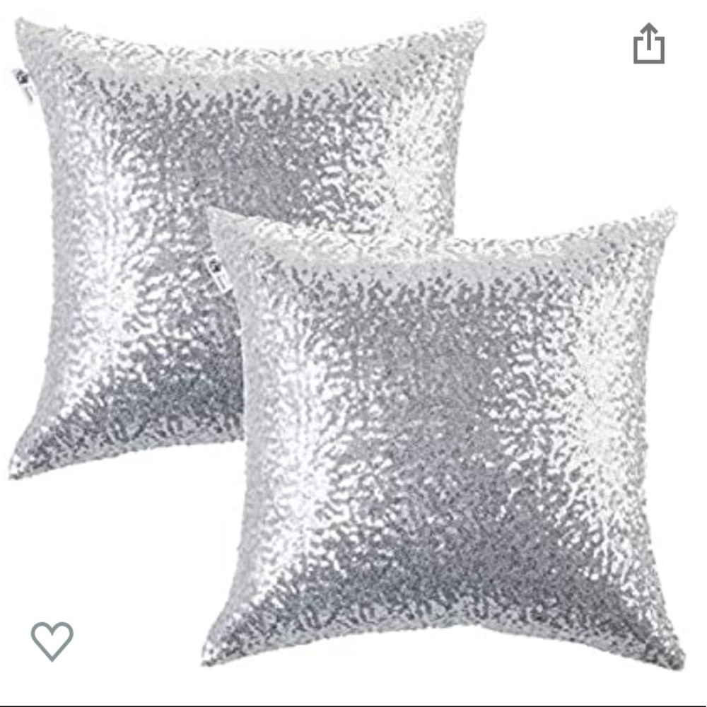 Silver Sequin Pillow Cover Set